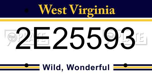 2E25593 West Virginia License Plate