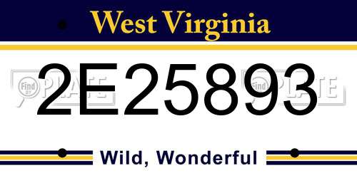 2E25893 West Virginia License Plate
