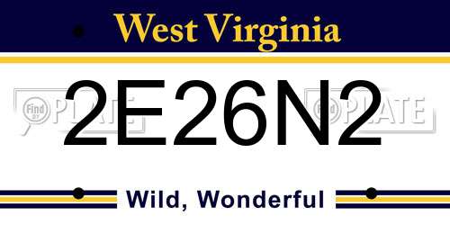 2E26N2 West Virginia License Plate