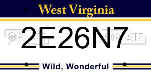 2E26N7 West Virginia License Plate