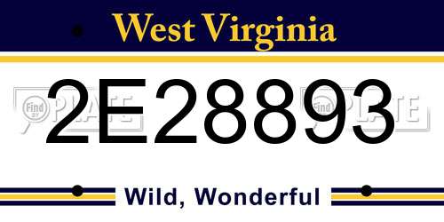 2E28893 West Virginia License Plate