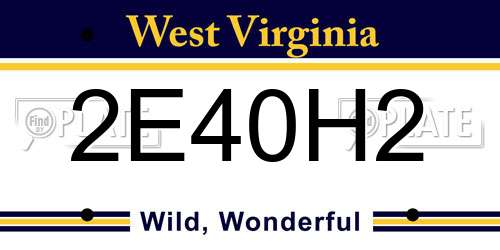 2E40H2 West Virginia License Plate