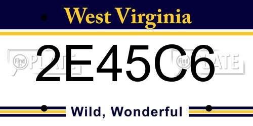 2E45C6 West Virginia License Plate