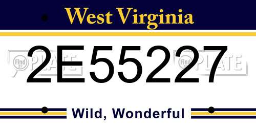 2E55227 West Virginia License Plate
