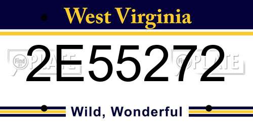 2E55272 West Virginia License Plate