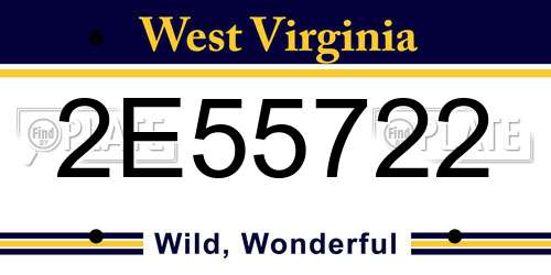 2E55722 West Virginia License Plate
