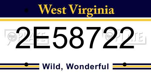 2E58722 West Virginia License Plate