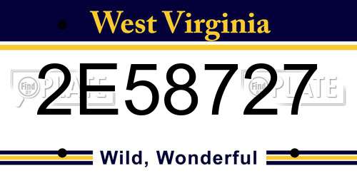 2E58727 West Virginia License Plate
