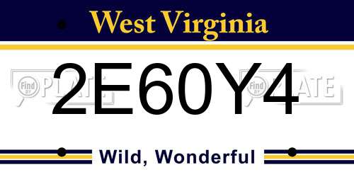 2E60Y4 West Virginia License Plate
