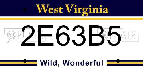 2E63B5 West Virginia License Plate