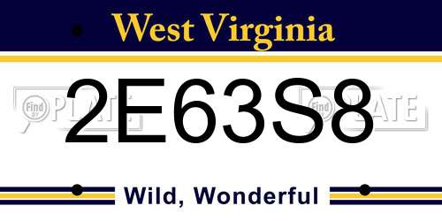 2E63S8 West Virginia License Plate