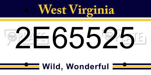 2E65525 West Virginia License Plate