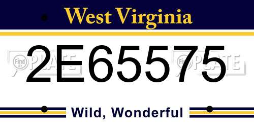 2E65575 West Virginia License Plate