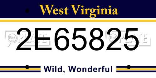 2E65825 West Virginia License Plate