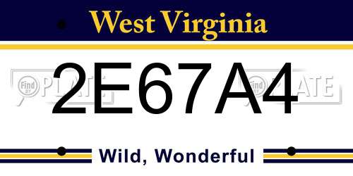 2E67A4 West Virginia License Plate