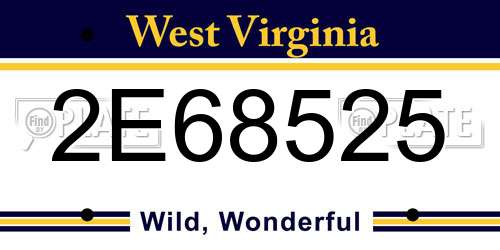 2E68525 West Virginia License Plate