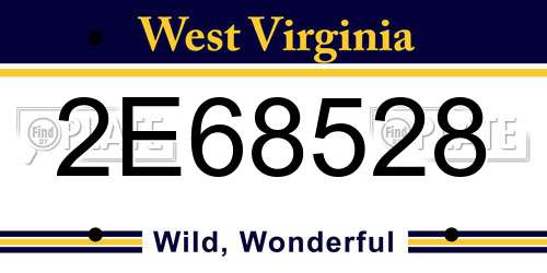 2E68528 West Virginia License Plate
