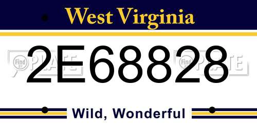 2E68828 West Virginia License Plate