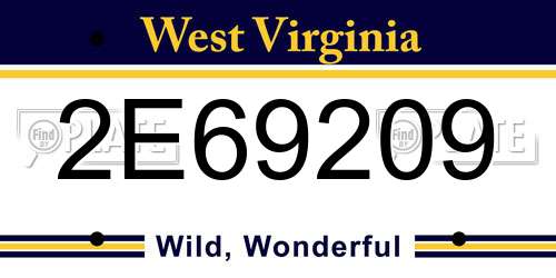 2E69209 West Virginia License Plate