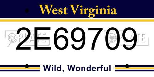 2E69709 West Virginia License Plate