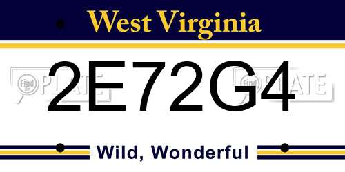 2E72G4 West Virginia License Plate