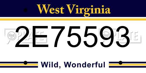 2E75593 West Virginia License Plate