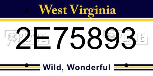 2E75893 West Virginia License Plate