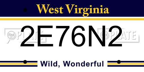 2E76N2 West Virginia License Plate