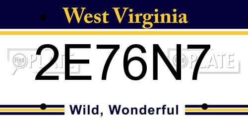 2E76N7 West Virginia License Plate