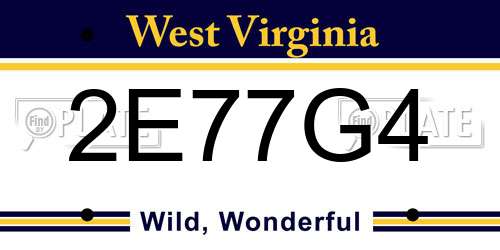 2E77G4 West Virginia License Plate