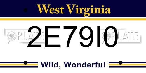2E79I0 West Virginia License Plate