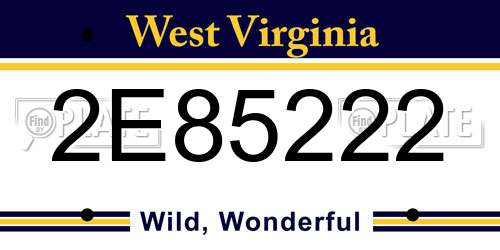 2E85222 West Virginia License Plate