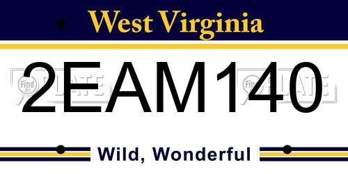 2EAM140 West Virginia License Plate