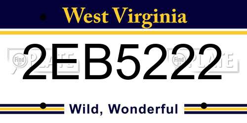 2EB5222 West Virginia License Plate