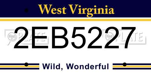 2EB5227 West Virginia License Plate
