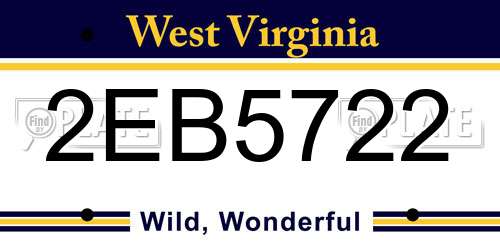 2EB5722 West Virginia License Plate