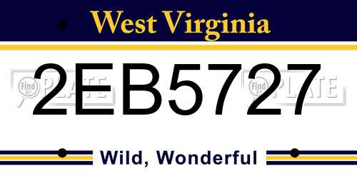 2EB5727 West Virginia License Plate