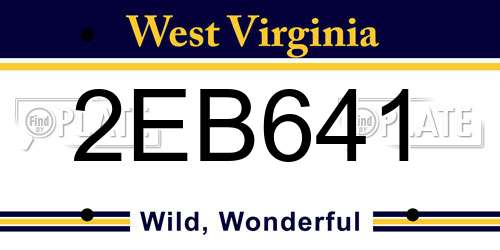 2EB641 West Virginia License Plate