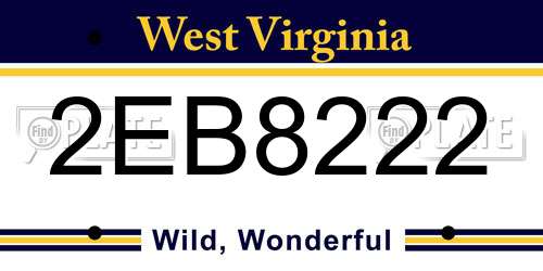 2EB8222 West Virginia License Plate