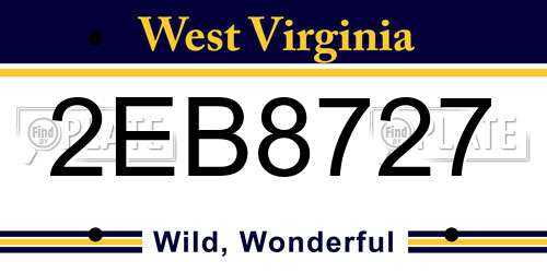 2EB8727 West Virginia License Plate