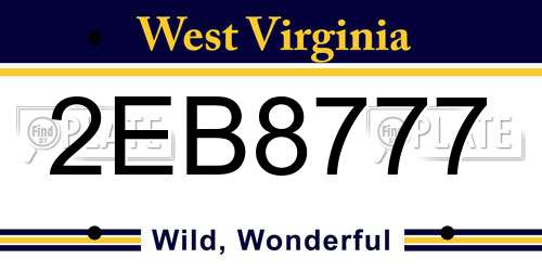 2EB8777 West Virginia License Plate
