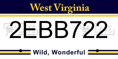 2EBB722 West Virginia License Plate