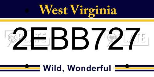 2EBB727 West Virginia License Plate