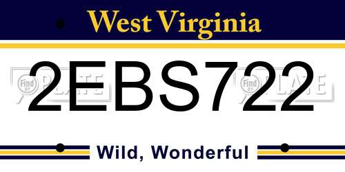 2EBS722 West Virginia License Plate