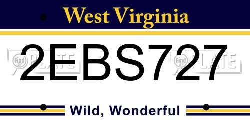 2EBS727 West Virginia License Plate