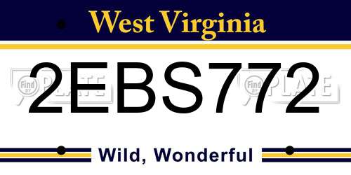 2EBS772 West Virginia License Plate