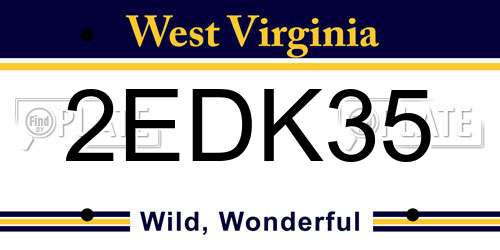 2EDK35 West Virginia License Plate