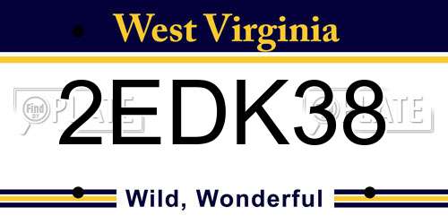 2EDK38 West Virginia License Plate
