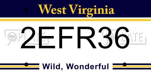 2EFR36 West Virginia License Plate