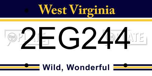 2EG244 West Virginia License Plate